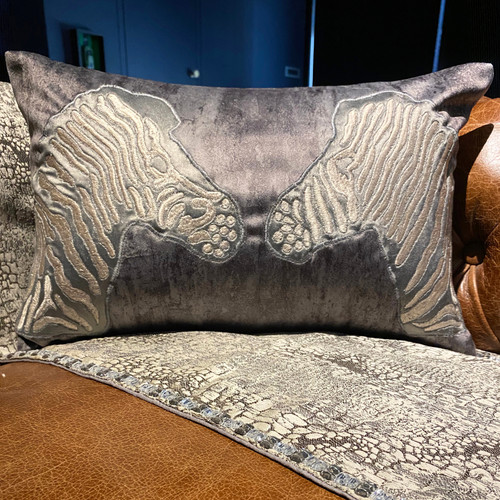 Grey suede set lumbar - suede,